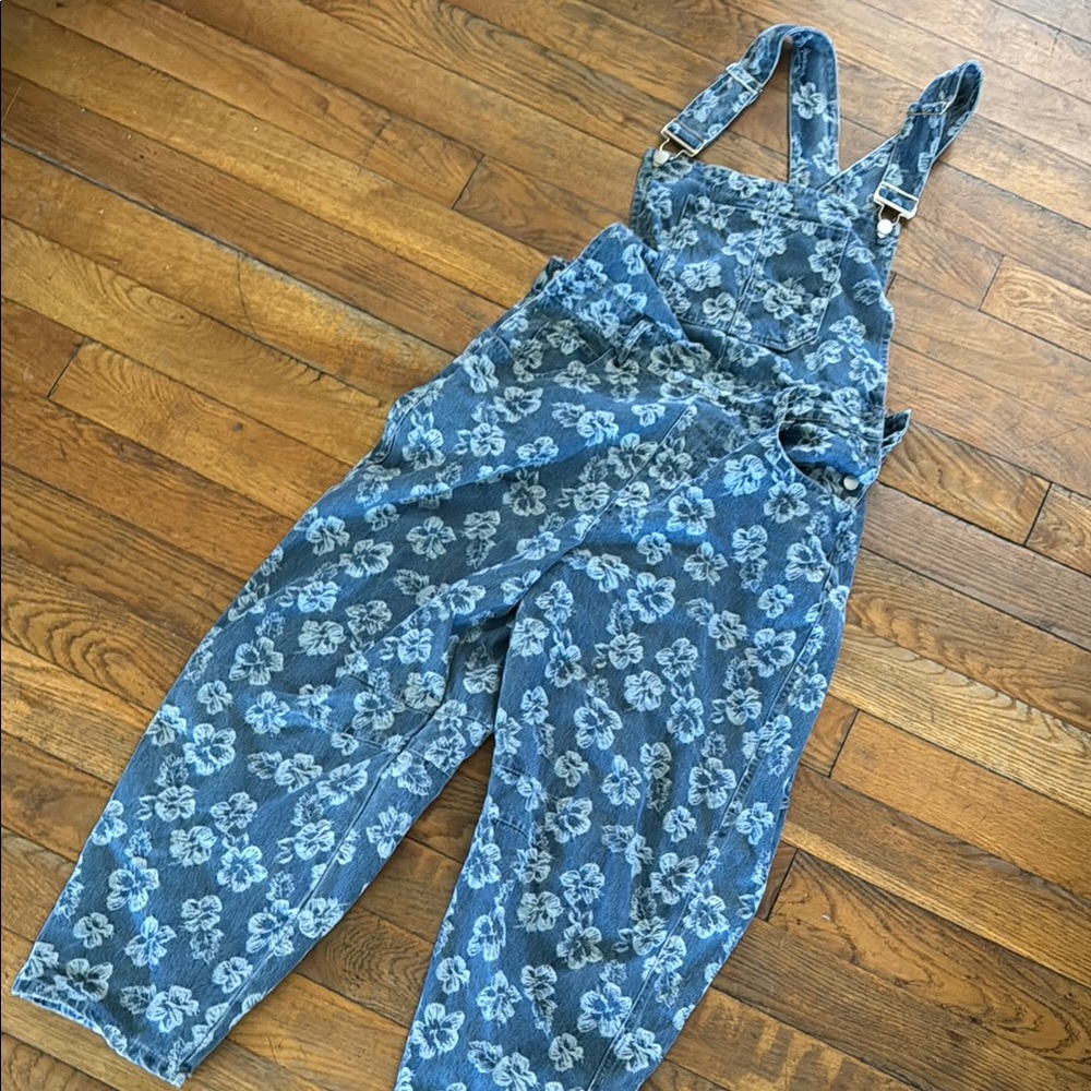 So Me Floral Denim Jumpsuit